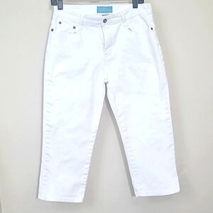 Jeanbay White Denim Capri 5 Pocket jean Stretch straight leg mid-rise Size 8